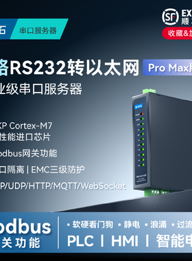 【塔石】串口通讯服务器4路RS232转网口modbusRTU透传网关MQTT/HTTP/JSON工业级隔离断线重连高性能物联网