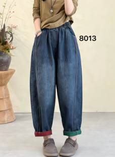 女直筒阔腿裤 布愫2026春夏拼色宽松显瘦纯棉水洗牛仔裤 型超正 版