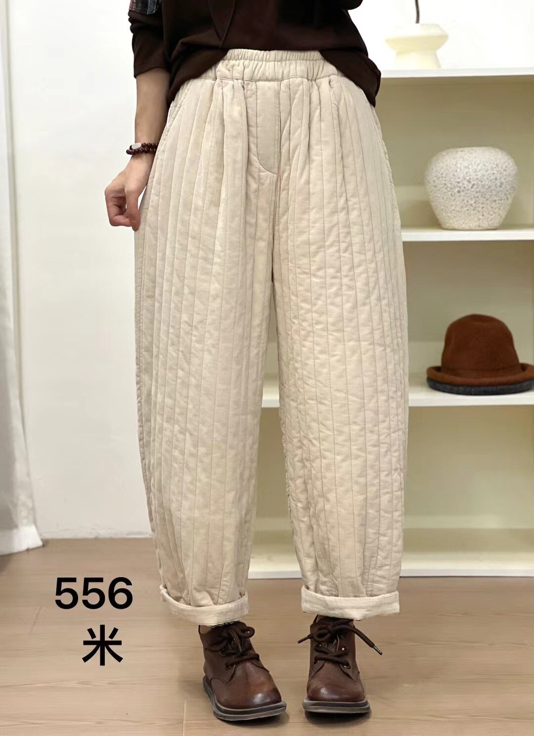 【布愫】冬季新款文艺宽松直筒加厚灯芯绒夹棉裤女阔腿哈伦休闲裤,女装/女士精品,休闲裤,淘宝优惠券,粉丝福利购,淘宝优惠卷