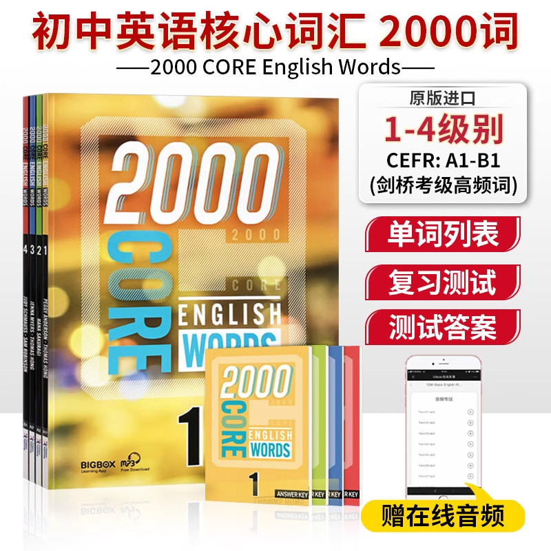 原版进口 新版2000词1000词 4000词 Core English Words 1 2 3 4级 常见词英语单词词典 正版小学英语单词教辅书 适用英语单词词典