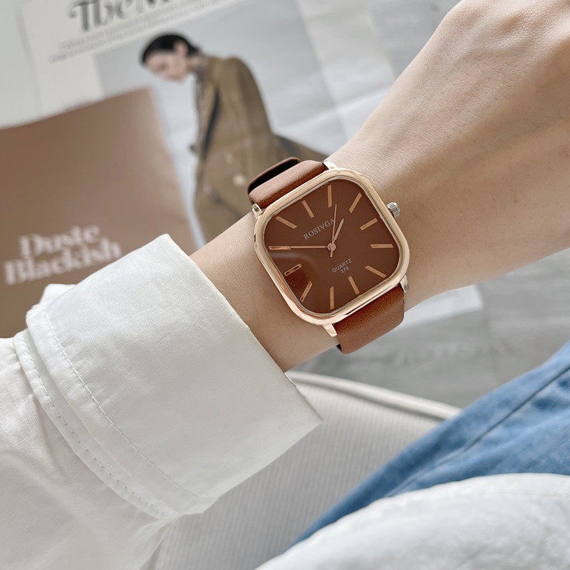 美式复古大方盘手表女士时尚潮流欧美简约高级感方形大盘时装石英