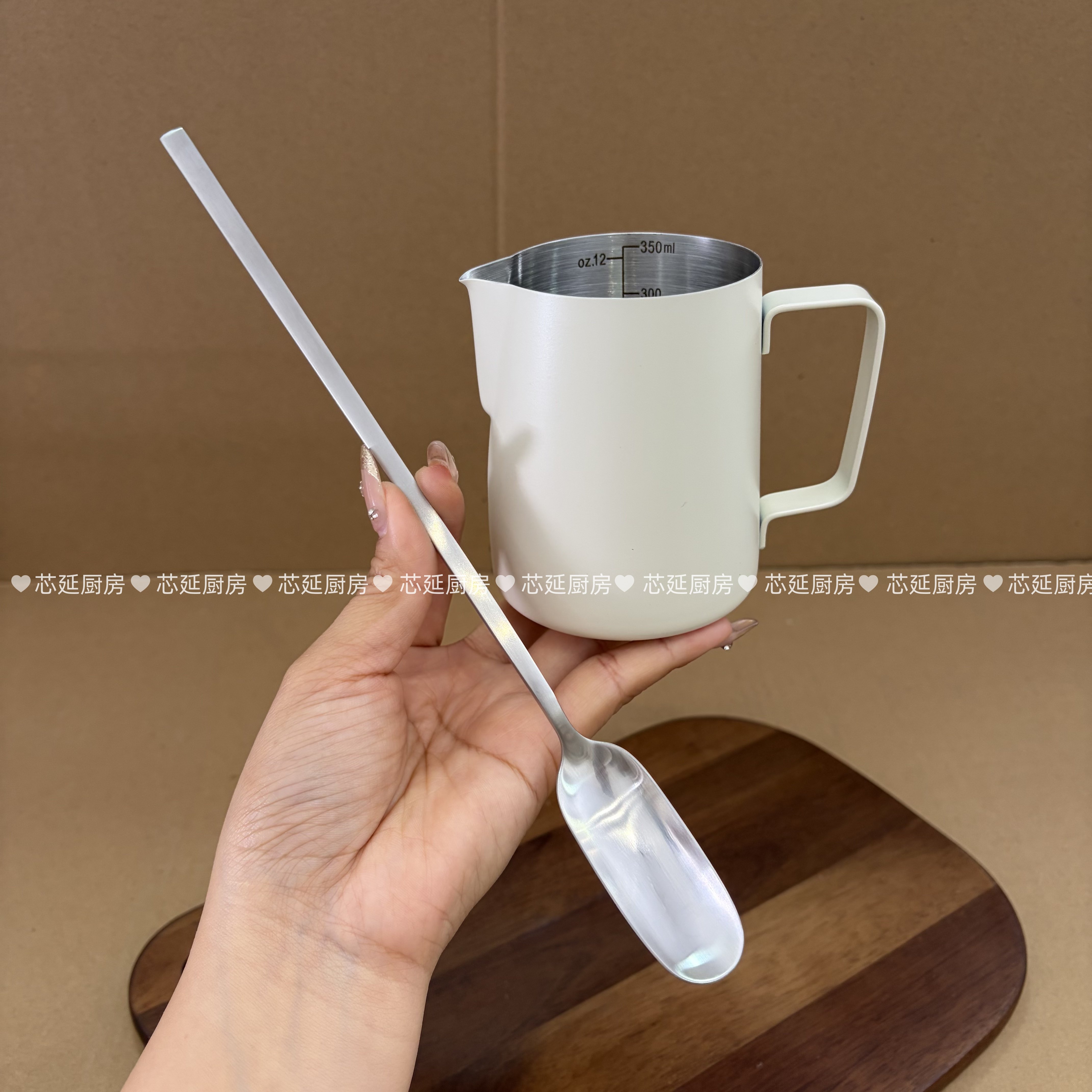 芯延厨房316钢咖啡果茶方头长柄搅拌勺搅拌棒304钢咖啡拉花专用钢