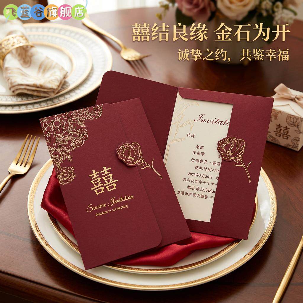 请帖订婚宴纸质邀请函可打印2026新款新婚高级感婚礼请帖结婚喜帖