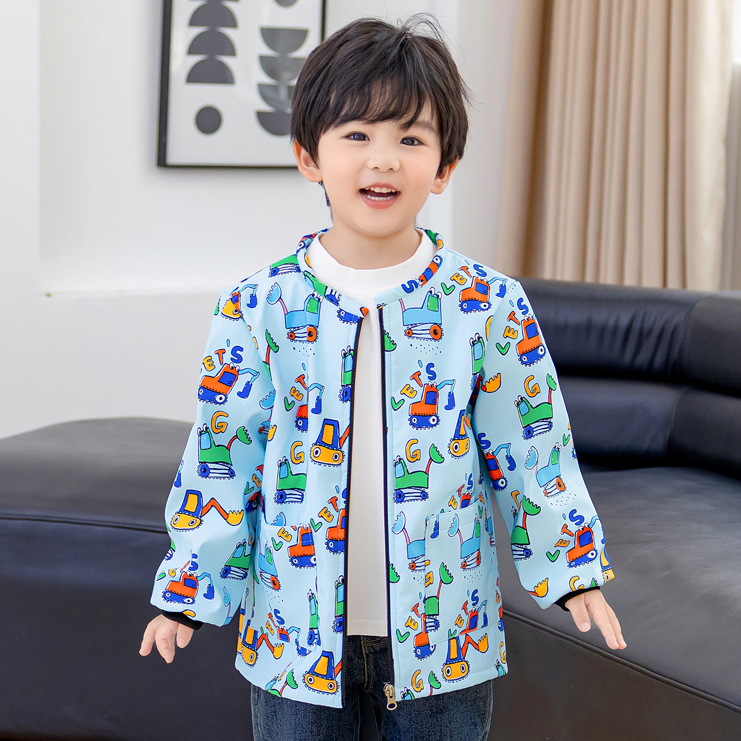 男童羽绒服儿童幼儿园围裙