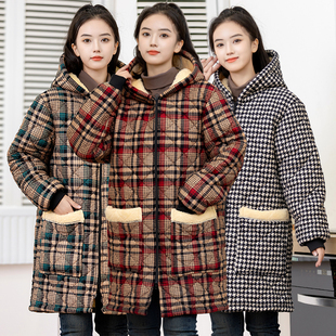 加肥大码 加绒连帽工作服棉袄成人围裙冬 加厚羽绒服罩衣大人女长袖