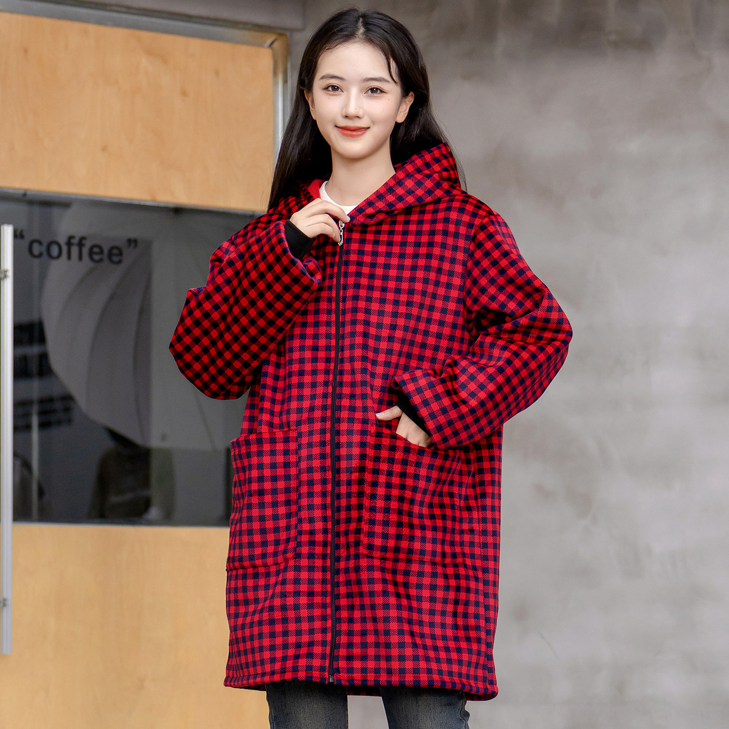 加绒罩衣2025新款秋冬加厚大褂厨房长袖护衣围裙外套大人女工作服,家庭/个人清洁工具,围裙,淘宝优惠券,粉丝福利购,淘宝优惠卷