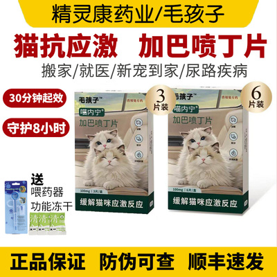 毛孩子喵内宁加巴喷丁猫用片剂猫咪膀胱炎药止痛舒缓情绪防应激药