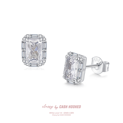 ClassybyCH 银饰 白色恋人系列 冰雾镜花耳钉 轻奢生日送礼