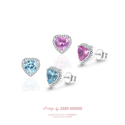ClassybyCH 银饰 彩虹瑰丽系列 怦然心动爱心耳钉 轻奢生日送礼