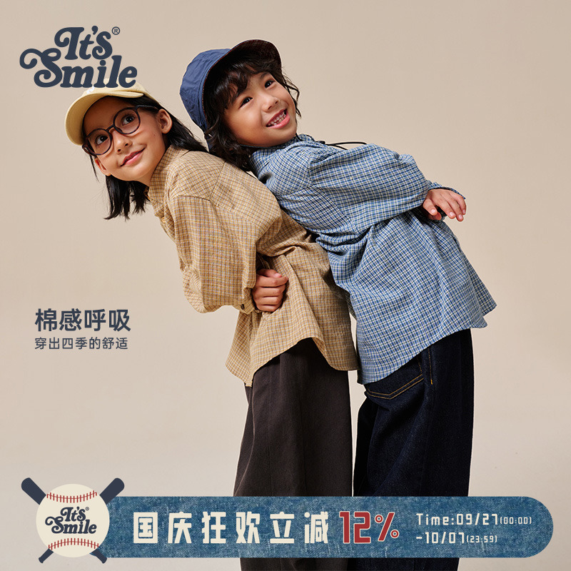 Itssmile儿童复古格纹衬衫