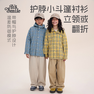 」复古水洗格纹做旧长袖 Its smile 「时髦经典 外套 男童女童衬衫