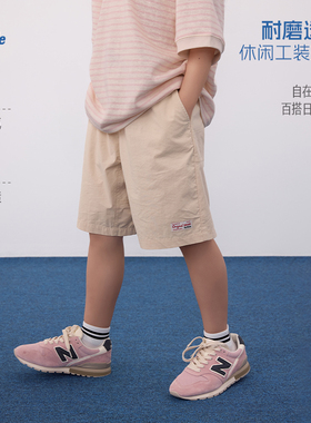 Its smile 日系儿童复古棉锦混纺工装短裤男童女童户外透气休闲裤