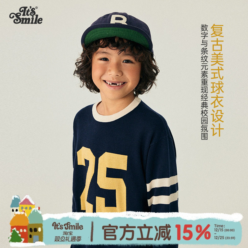 Itssmile美式球队套头针织衫