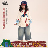 Its 儿童宽松假两件棒球服 T恤2026春秋新款 smile童装 女童纯棉长袖