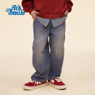 Its 日系儿童做旧复古收褶休闲裤 男童女童长裤 smile