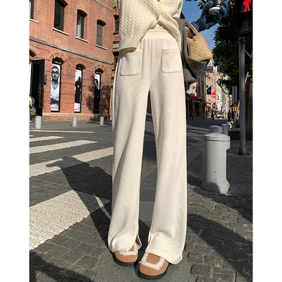 XCCX高腰雪尼尔开叉长裤