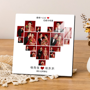 结婚照相框摆台多张照片组合挂墙实木高级感轻奢法式diy家庭定制