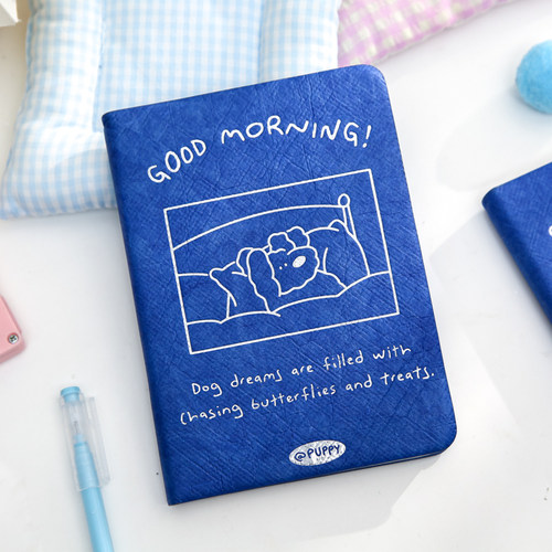 三年二班 线条小狗笔记本可爱高颜值加厚A6活页本可拆卸本子A5工作日记本2025年新款可平摊手账记事本女生款