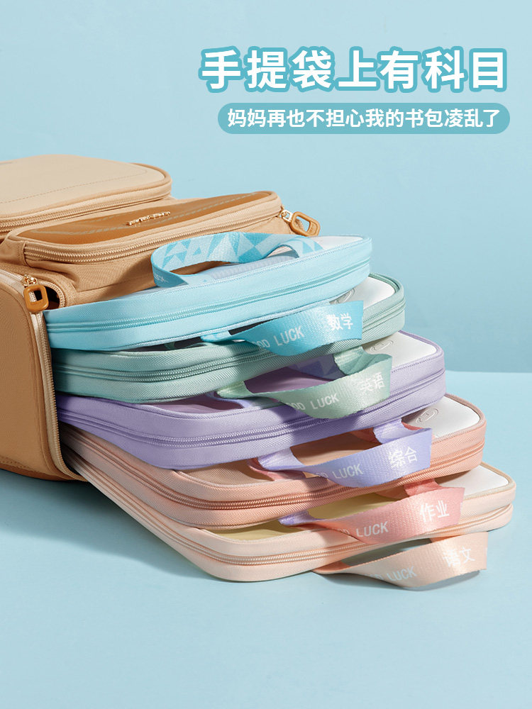 3학년 2학년 L자형 과목 분류 가방 휴대용 투명 서류 가방 지퍼 메쉬 대용량 개폐 학생 휴대용 책가방 시험 특수 초중등 학생 숙제 가방 시험지 보관 가방