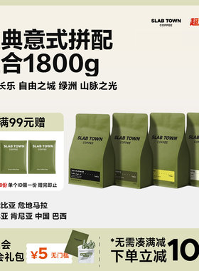 SLABTOWN石板城 意式拼配集合包 深烘新鲜现磨商用咖啡豆粉450g