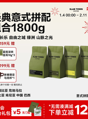SLABTOWN石板城 意式拼配集合包 深烘新鲜现磨商用咖啡豆粉450g