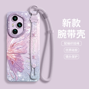 100 適用榮耀400手機(jī)殼300pro保護(hù)套200新款 90外殼80后70女60華為honor全包50防摔por硅膠pr0腕帶珠光蝴蝶