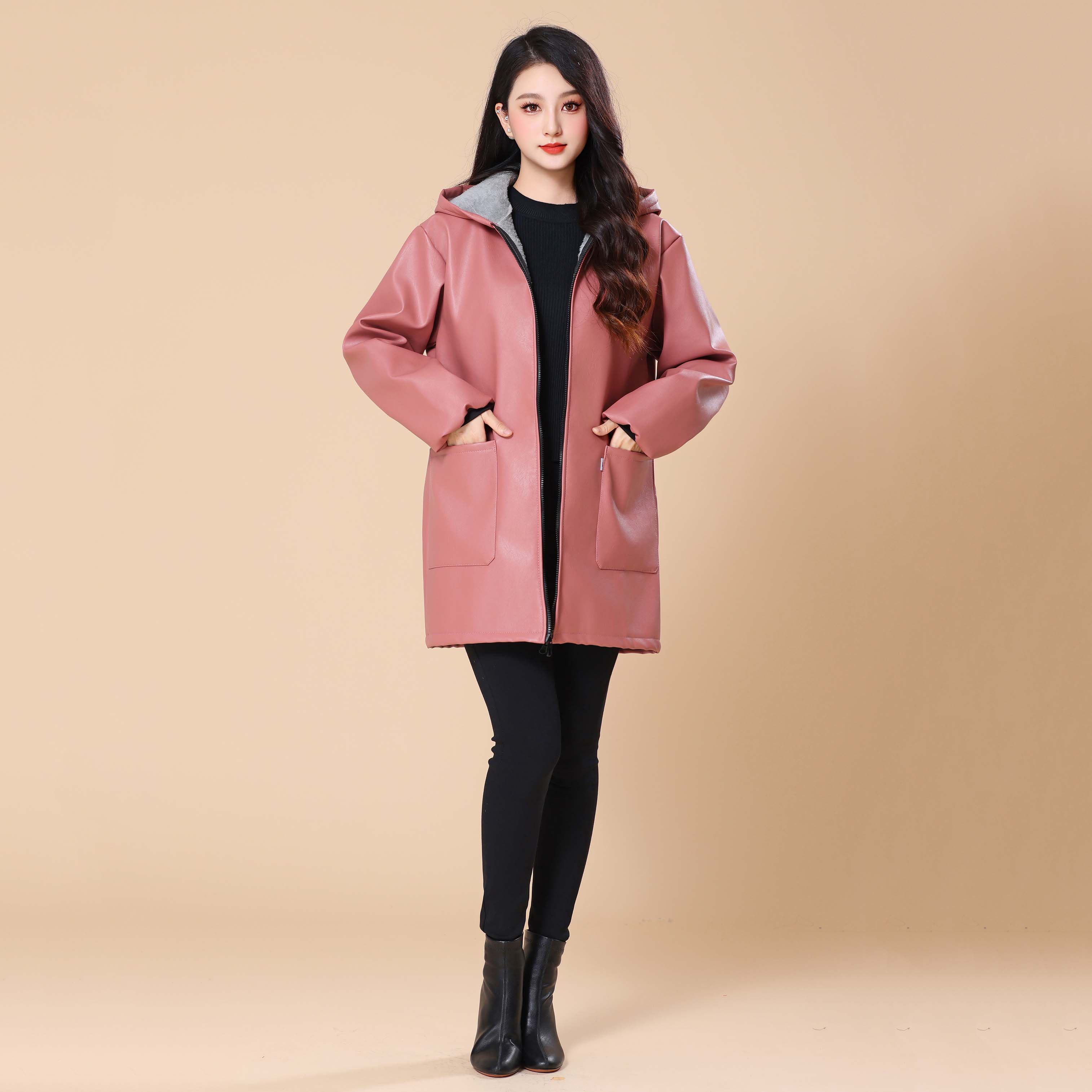 PU皮防水防油男女加绒工作服