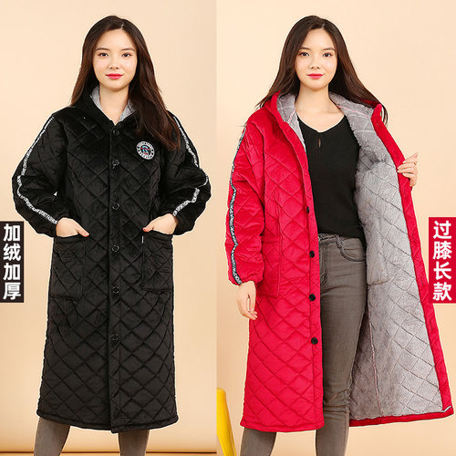 冬季加长款罩衣保暖过膝长款围裙