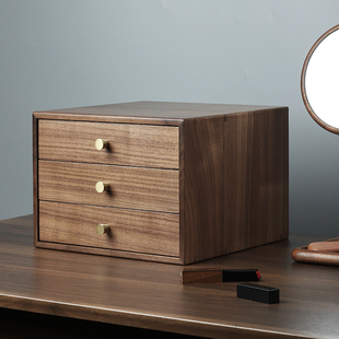 实木质抽屉式桌面收纳盒办公桌复古木制置物架文件杂物家用储物盒