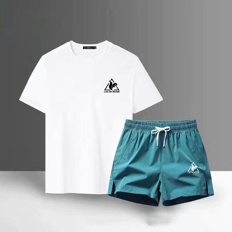 2025公鸡新运动套装男跑步短袖T恤夏季速干裤运动服健身衣服短裤