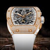 腕表时尚 布加迪手表德国新款 全自动机械表男士 理查商务酒桶型防水