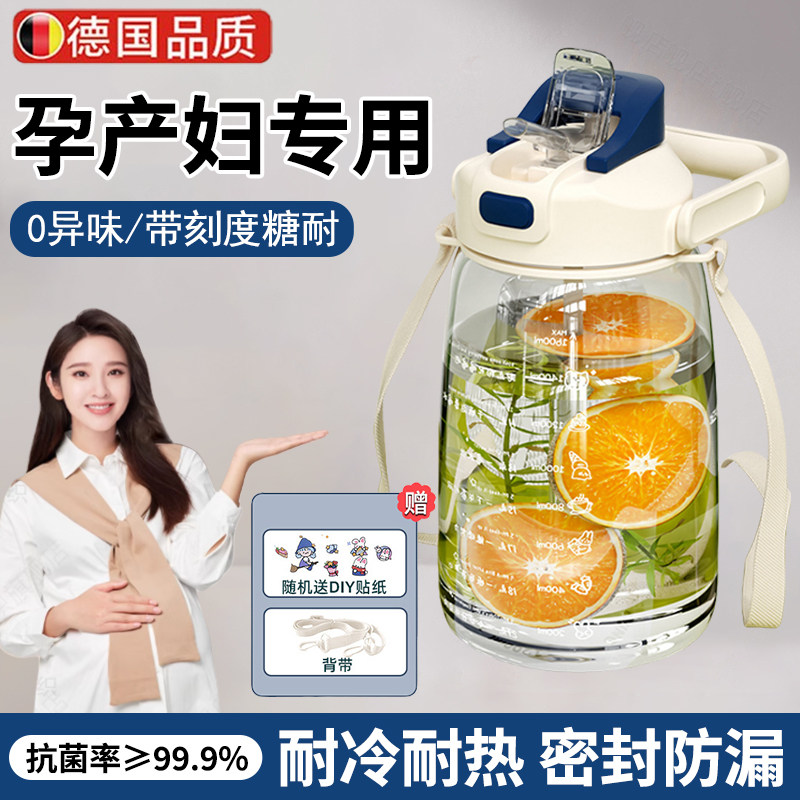 德国高端孕妇水杯产妇儿童专用吸管大肚杯2026年新款食品级耐高温,餐饮具,太空杯,淘宝优惠券,粉丝福利购,淘宝优惠卷