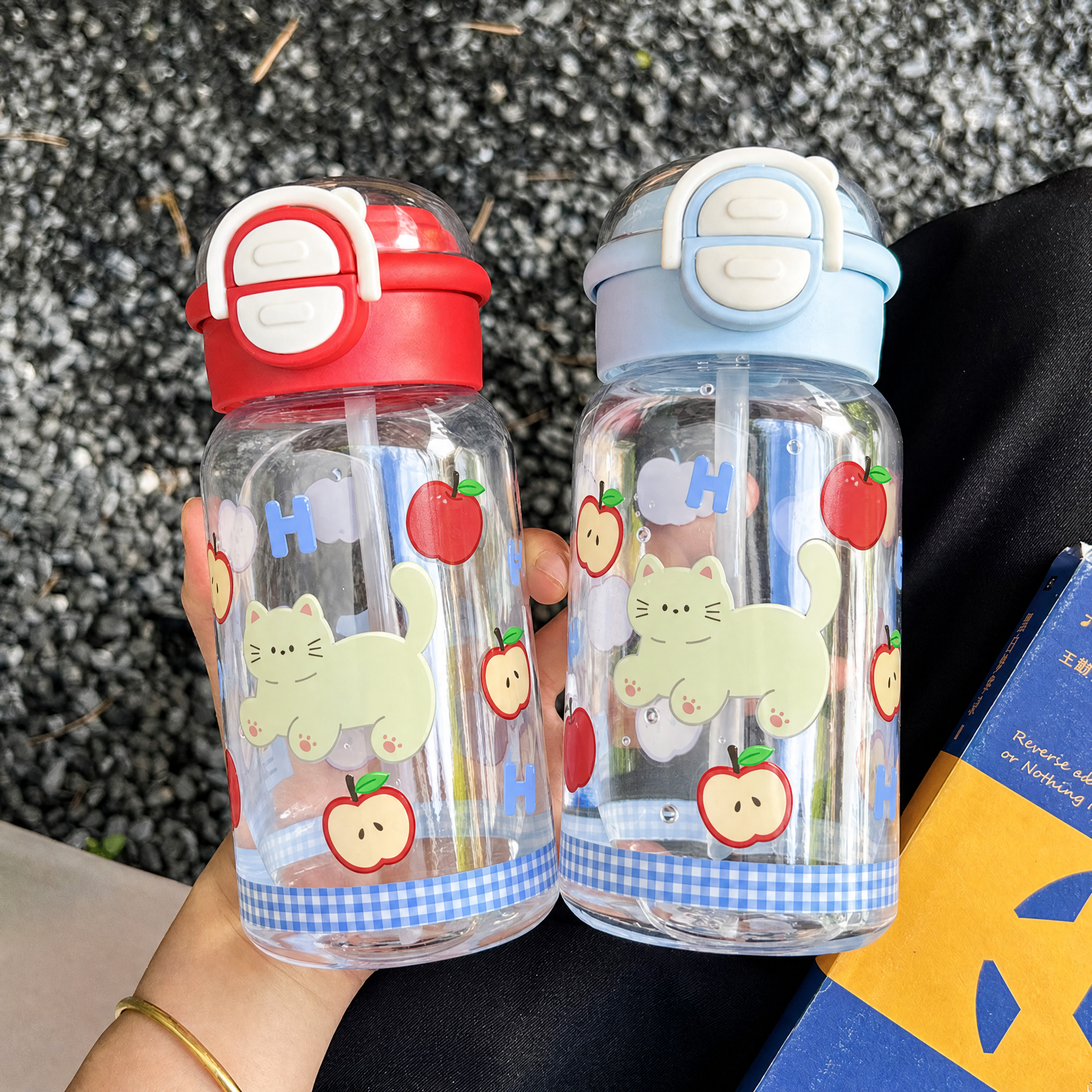 可爱塑料水杯女生高颜值大容量吸管杯子夏双饮学生便携儿童随手杯