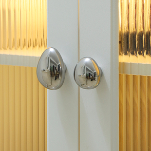 星翡 水滴(镀银)拉手 高级感衣柜门抽屉银色陶瓷把手单孔免打孔