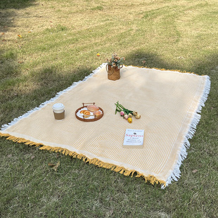 户外露营野餐垫帐篷地垫法式 加厚拍照垫子沙滩垫桌布草地白色毯子