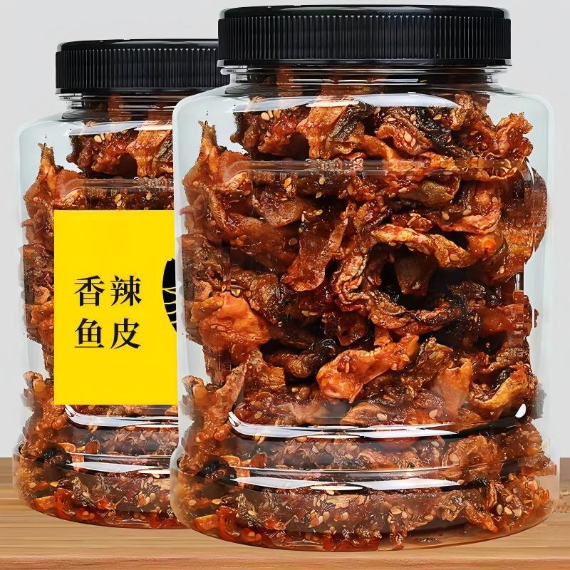 香辣鱼皮即食甜辣鳕鱼皮干海味学生零食蜜汁鱼皮酥网红推荐款