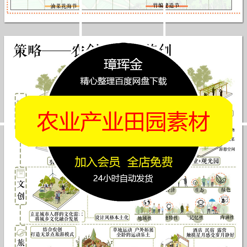 农业产业策略设计模块农村分析图田园乡村文旅PSD康养素材xc68