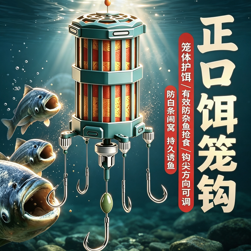 两用正口饵笼钩浮钓鲢鳙线组防杂鱼闹窝集中雾化远投抛竿成品钓组