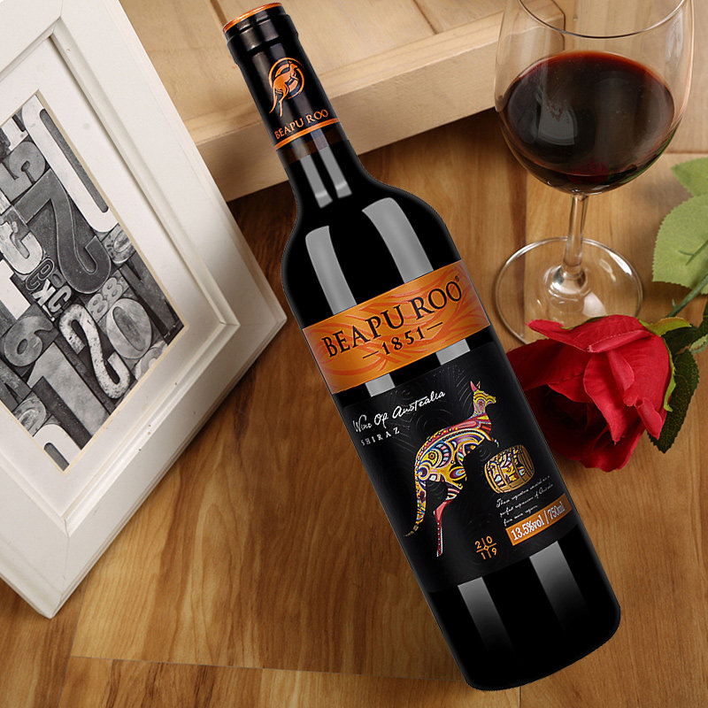 澳洲进口红酒巴布袋鼠西拉干红葡萄酒13.5度750ml*6整箱高档送礼