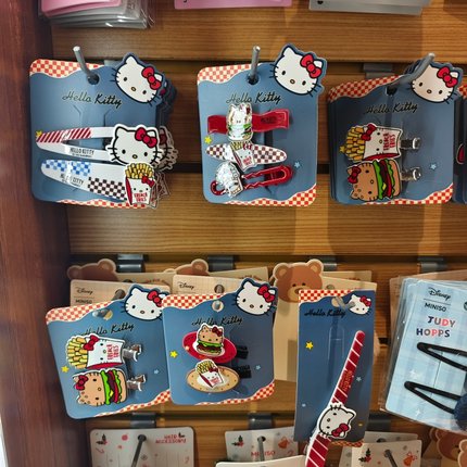 名创优品hellokitty汉堡系列对装BB夹鸭夹无痕夹MINISO