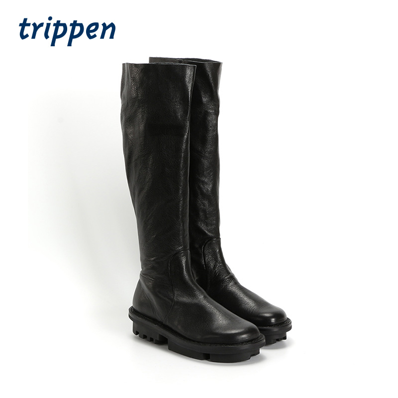 Trippen German handmade womens high boots zipper round head Flat Boots 21 autumn and winter new scout