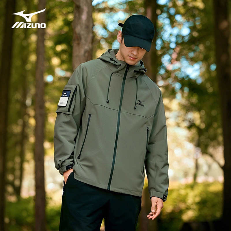 Mizuno/美津浓夹克男款登山服春秋户外休闲宽松连帽上衣男士外套