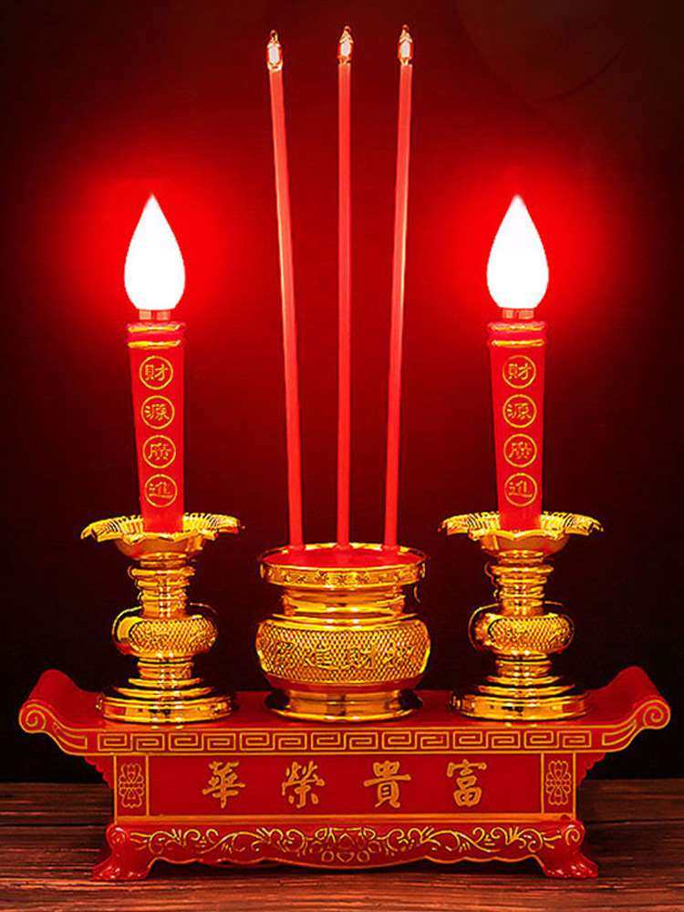 菩萨电子香供佛烛灯红色家用求财用插电香灯蜡烛灯泡拜电子蜡烛