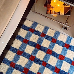 床边地毯中古风复古韩式 卧室客厅衣帽间地毯防滑吸水脚垫簇绒地毯