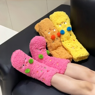 地板袜冬天保暖神器软底静音防滑隔凉羊羔绒加厚防脚冷加厚袜子