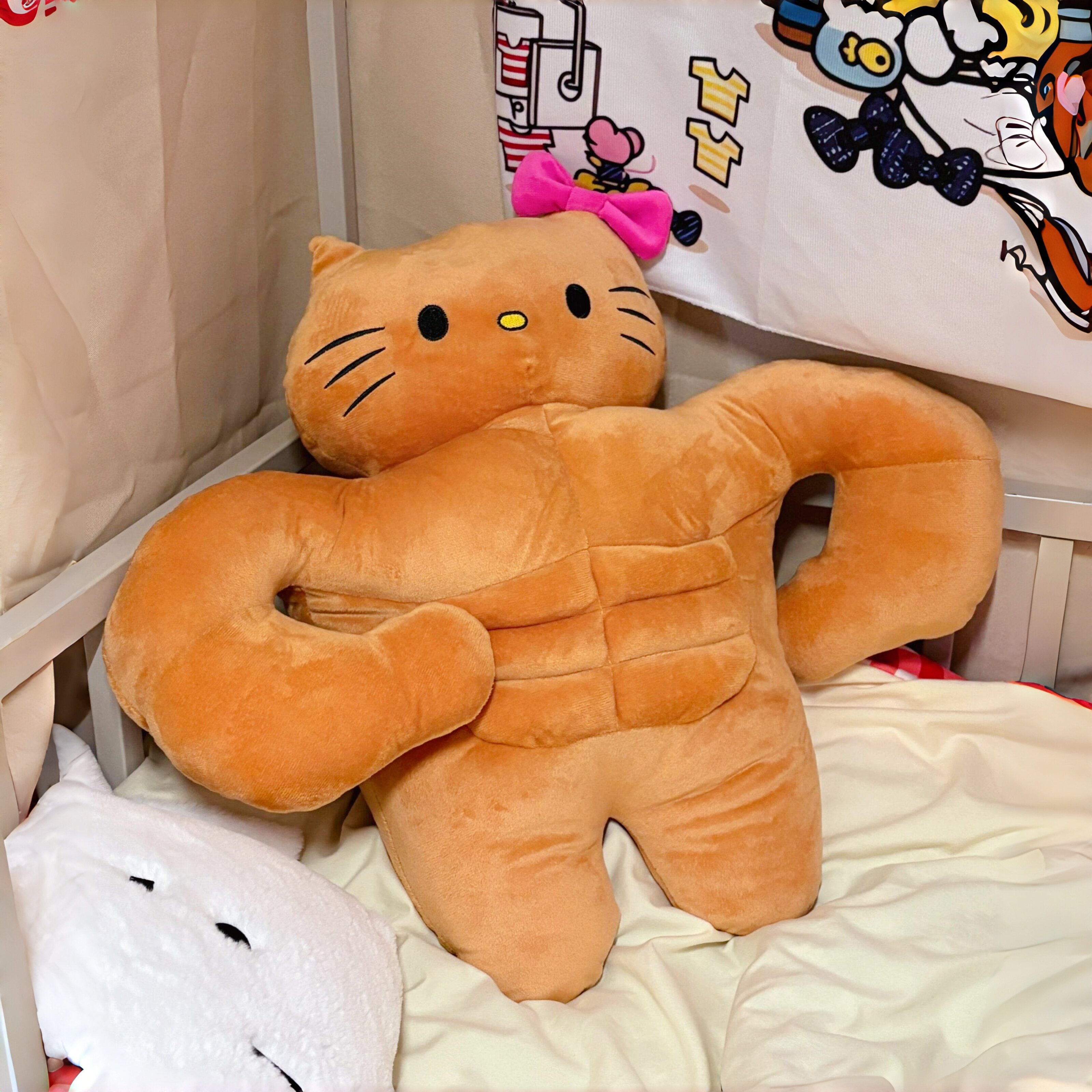 腹肌猫猫！卡通抱枕靠枕女生床上抱枕床头护腰宿舍卧室沙发靠垫