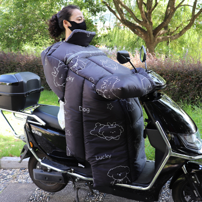 女士踏板摩托车挡风被冬季加绒加厚电动车挡风罩护肩防水加大加宽