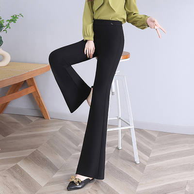 黑色微喇裤子女春秋款2025新款