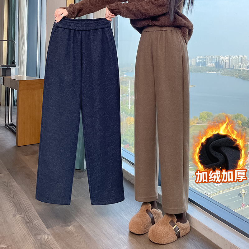 女款直筒休闲哈伦裤秋冬季加绒加厚八分九分毛呢高腰显瘦小脚裤子,女装/女士精品,休闲裤,淘宝优惠券,粉丝福利购,淘宝优惠卷