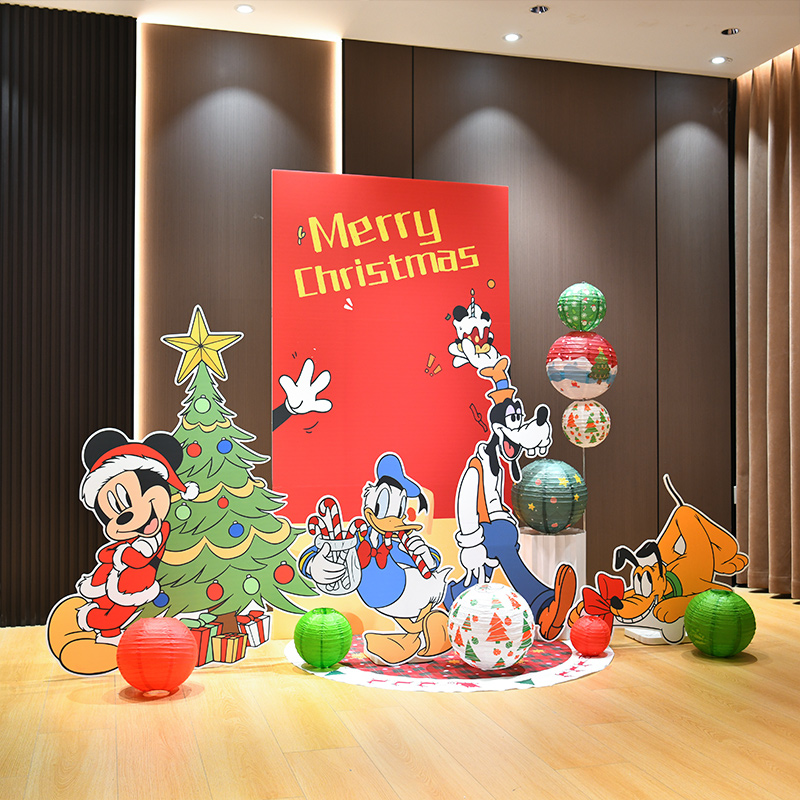 米奇圣诞夜派对布置商场门店室内外活动kt板背景拍照氛围场景装饰
